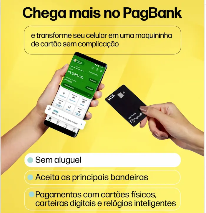 tap on pagbank celular maquininha