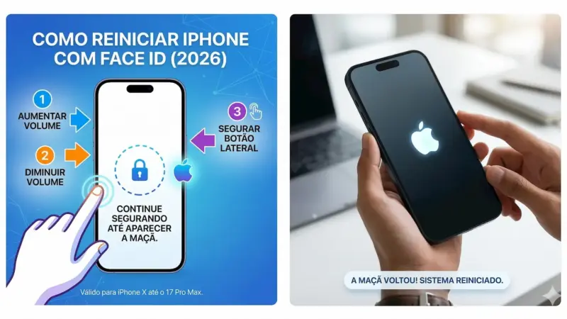 Como reiniciar iPhone travado? Guia atualizado 2026 passo a passo
