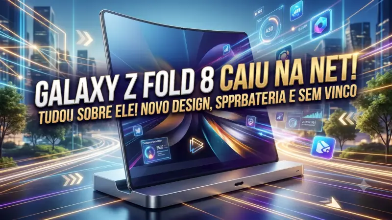 Galaxy Z Fold 8 Vazou Tudo! Novo Design Largo, Superbateria e Sem Vinco na Tela