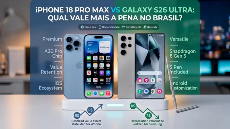 iPhone 18 Pro Max vs Galaxy S26 Ultra: qual vale mais a pena no Brasil [2026]