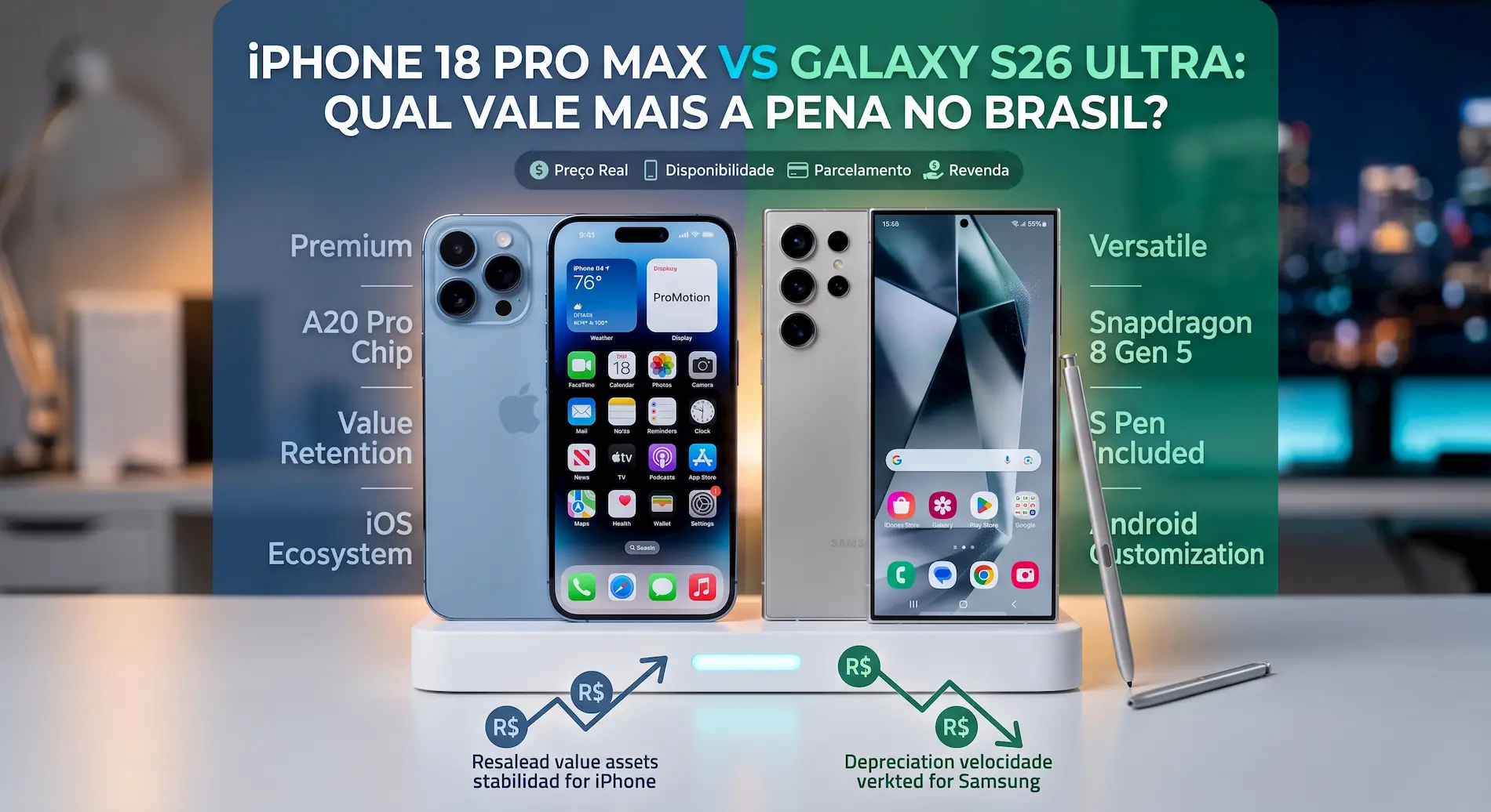 iPhone 18 Pro Max vs Galaxy S26 Ultra: qual vale mais a pena no Brasil [2026]