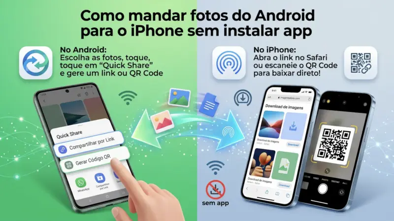 Como mandar fotos do Android para o iPhone sem app (Quick Share + AirDrop)