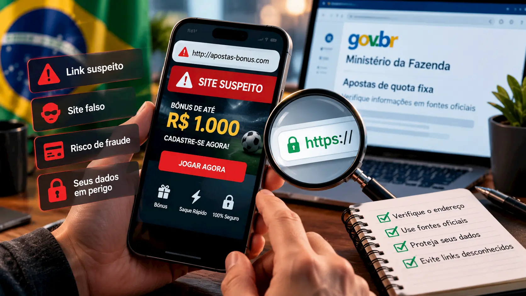 Como identificar sites falsos e proteger seus dados ao navegar pelo celular em 2026